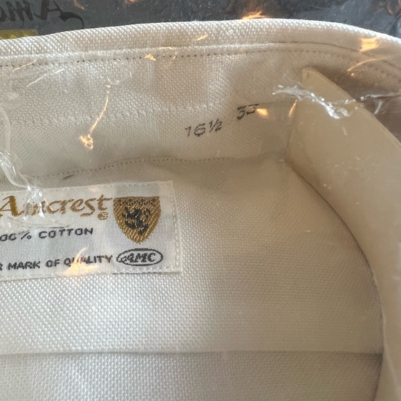 Amcrest 100% Combed Cotton Oxford Cloth White Dress Shirt Vintage 16 1/2 33 - Picture 6 of 7